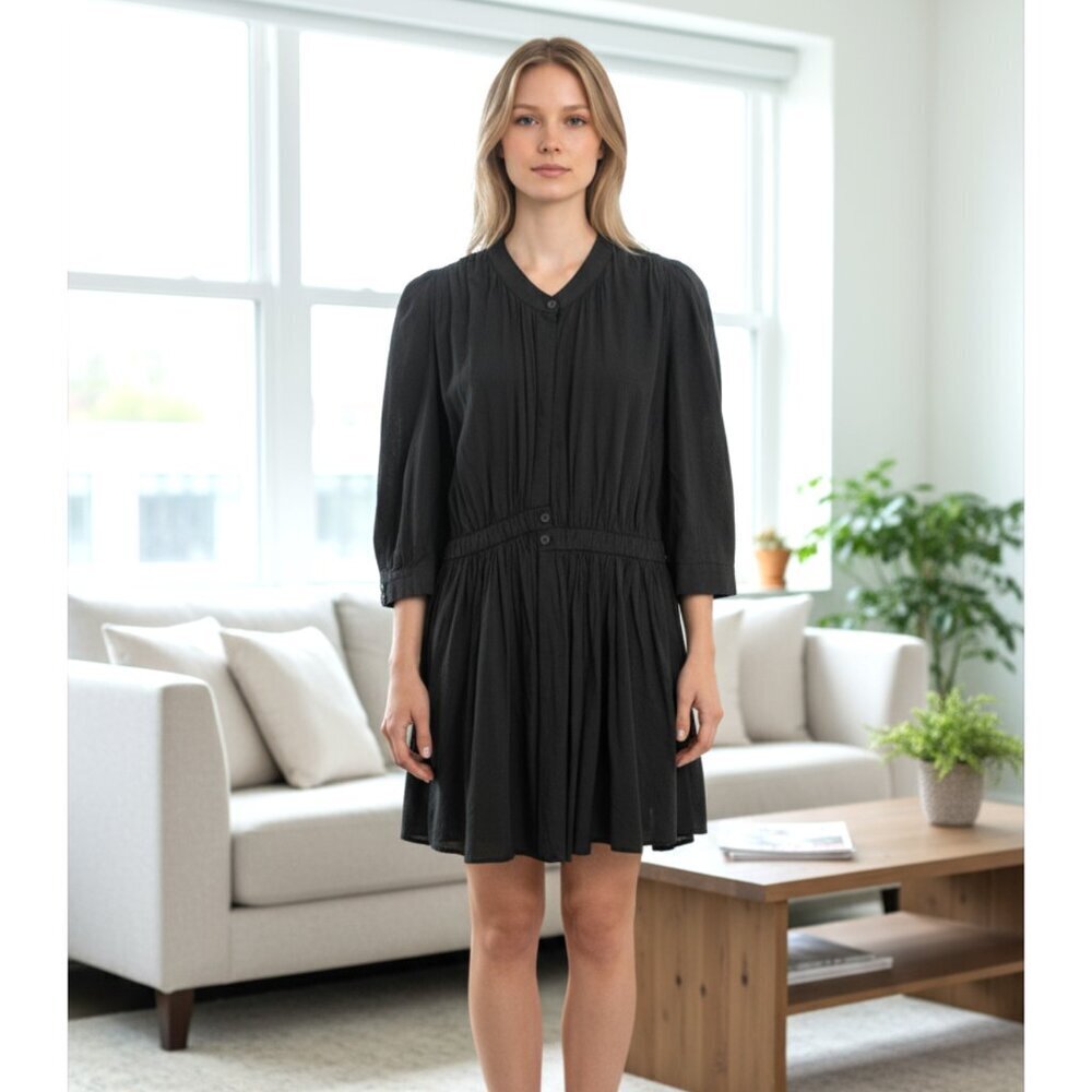 Thakoon Black Cotton Button Front Shirt Dress Size 6